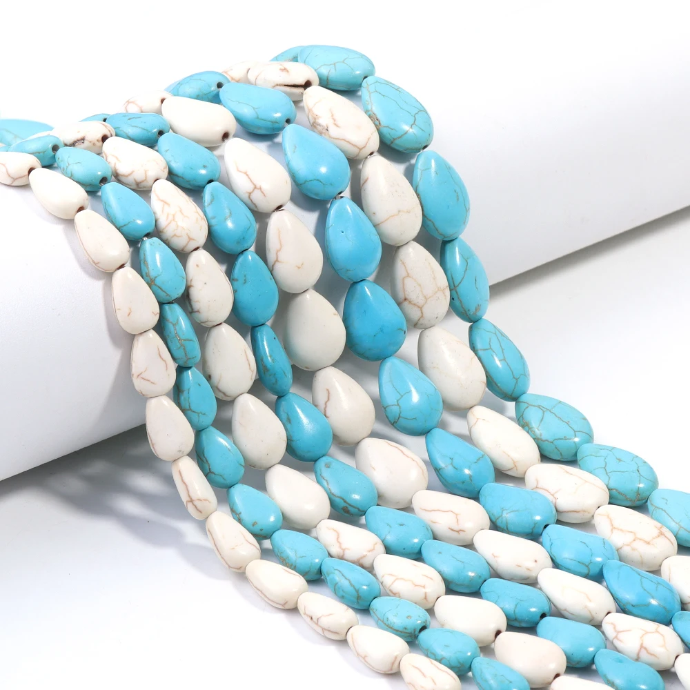 20-29pcs/lot Water Drop Turquoise Stone Beads Blue/White Loose Spacer Beads For Jewelry Making DIY Bracelet Necklace Accessories