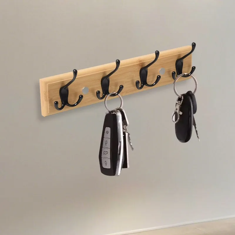 Solid Wood Material Hangers Wall Mount Garment Hook Entry Hall Rack Key Holder Door Back Storage Hook Home Decoration Supply