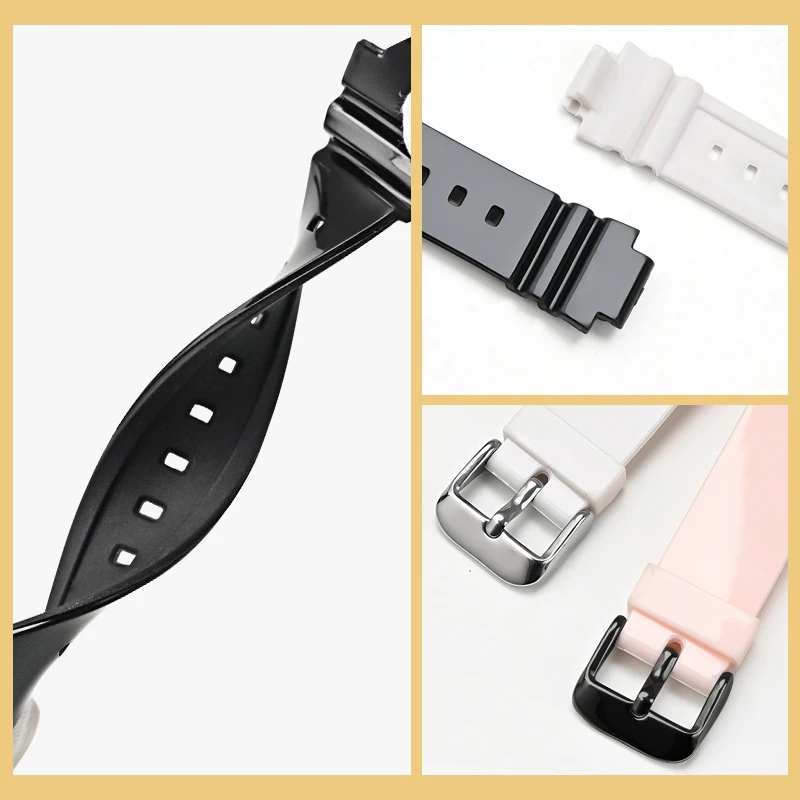 Resin Rubber Watchband Strap For Casio LRW-250H LX-500H Replace Band Polish White Pink Black Wrist Band 12mm Interface Belt