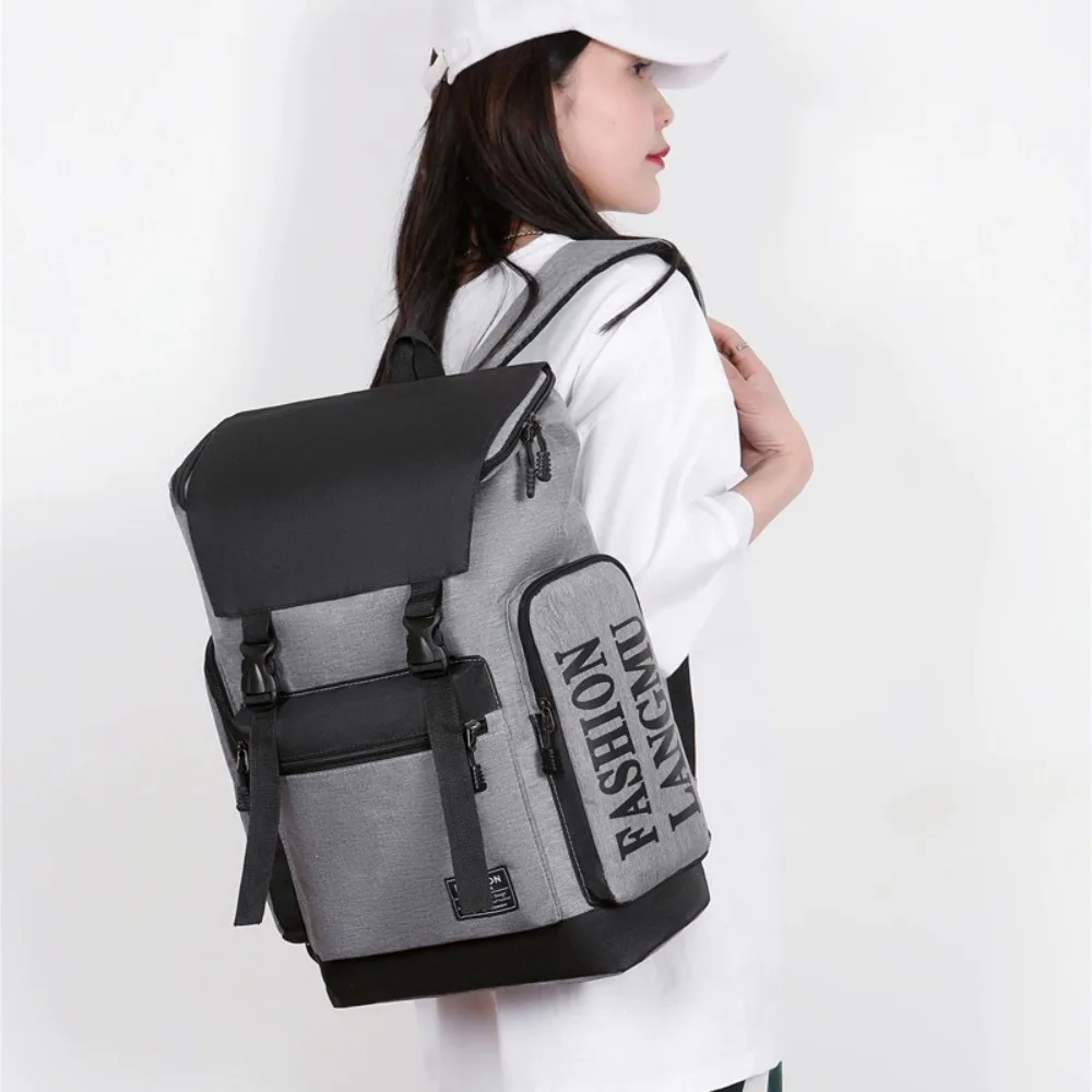 Модный мужской рюкзак с буквенным принтом, большая вместительная сумка для ноутбука, студенческий школьный рюкзак, многофункциональный холщовый рюкзак для спортзала