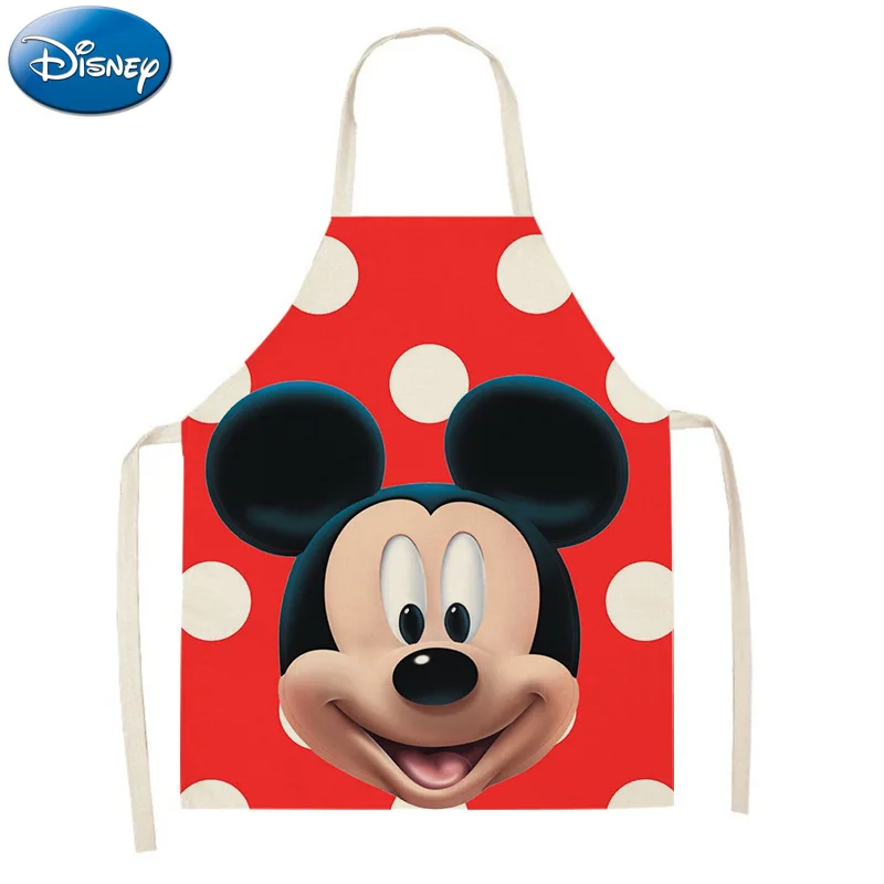 Disney Mickey mouse Cartoon Kitchen Apron Adult Child Household Cleaning Cotton Linen Pinafore Salon Home Cooking Baking tools