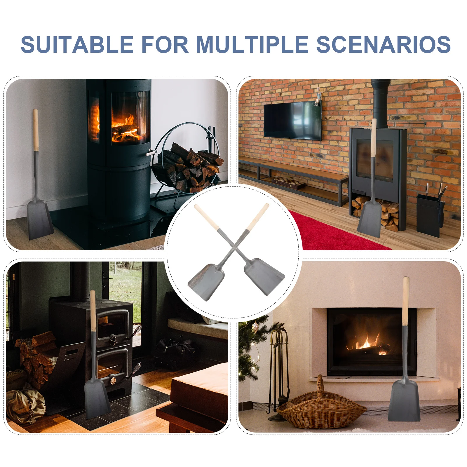 

2Pcs Portable Garden Shovel Metal Coal Ash Cleaner Sturdy Scoop Tool for Household Litter Soil Loosening Use