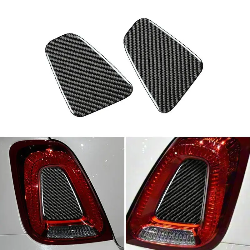 

For Fiat 500 Abarth 595 695 2017 2018 2019 2020-2023 2pcs Soft Carbon Fiber Car Rear Tail Light Cover Interior Accessories Trim