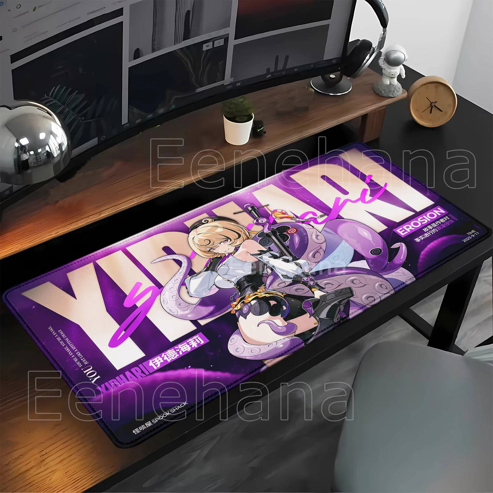 Yidhari Ye Shunguang ‌   Ellen Joe ‌ Mouse Pad Anime Girl ZZZ Zenless Zone Zero Gaming XXL para PC, Teclado, Impressão HD, Tapete de Mesa com Acabamento Overlock