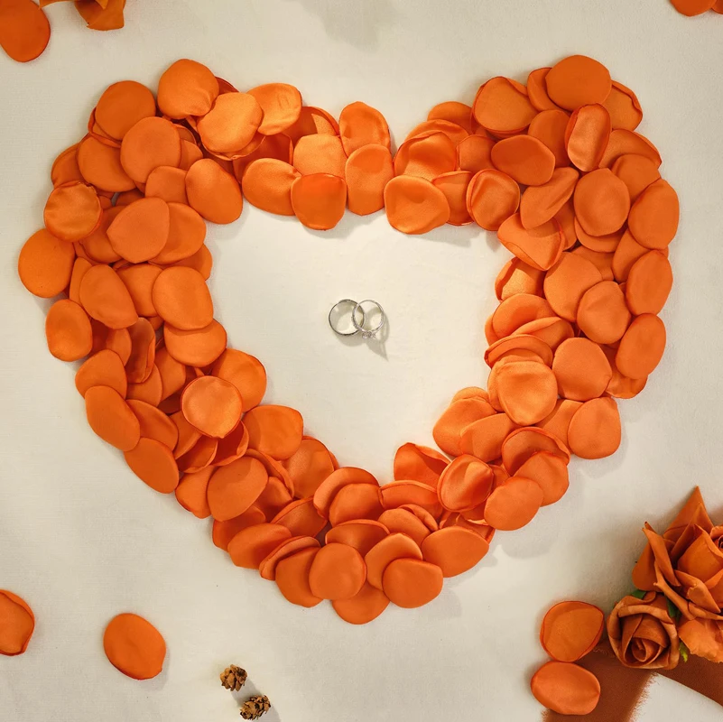 100pcs/bag Orange Silk Satin Rose Petals Artfical Flowers Wedding Decor Throwing Petals Marriage Accessories image 2