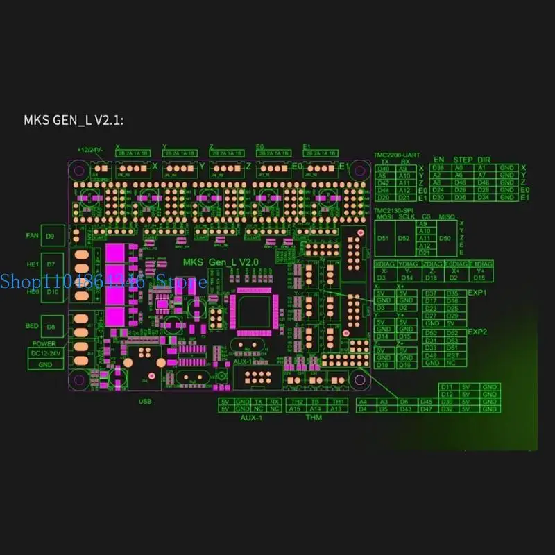 5asd DIY Motherboard MKS GenL V2.1 Compatible Ramps1.4 for 3D Printer Support TMC2208