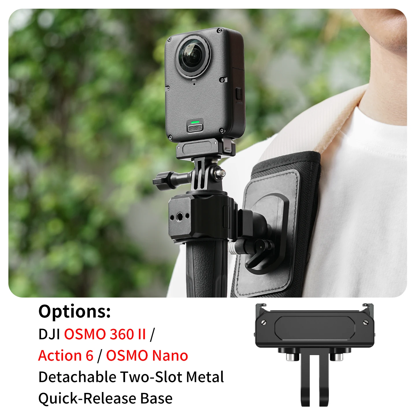 360° dämpfende Rotations-Magnetbasis für DJI Action 6 Osmo Nano, Aluminium-Doppelklemmadapter für Motorradhelm-Vlog-Halterung – Detail 17
