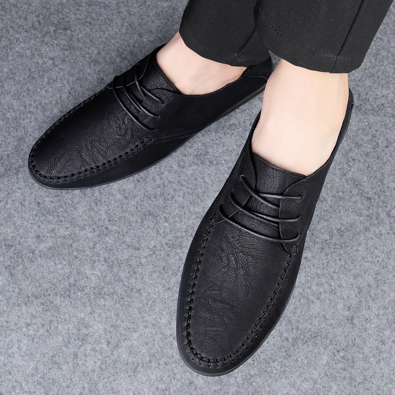 Men Leather Casual Shoes Outdoor Comfortable High Quality Fashion Soft Homme Ankle Non-slip Flats Moccasin Trend Plus Size 38-47