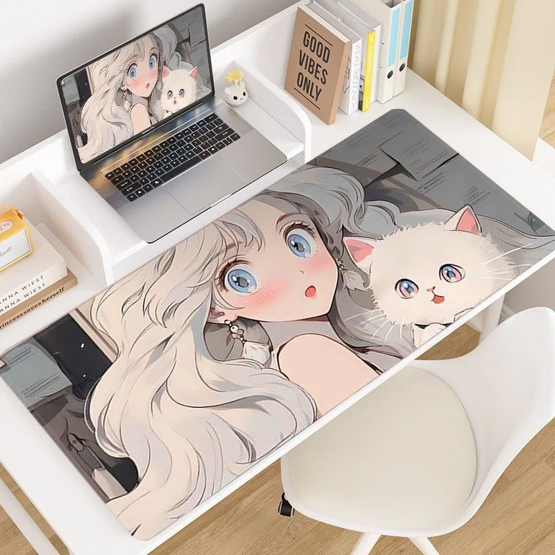 Large Anime Desk Mat Natural Rubber Gaming Mouse Pad Sublimation Print Anti‑Slip Big Keyboard Mat Office Laptop Table Mousepad