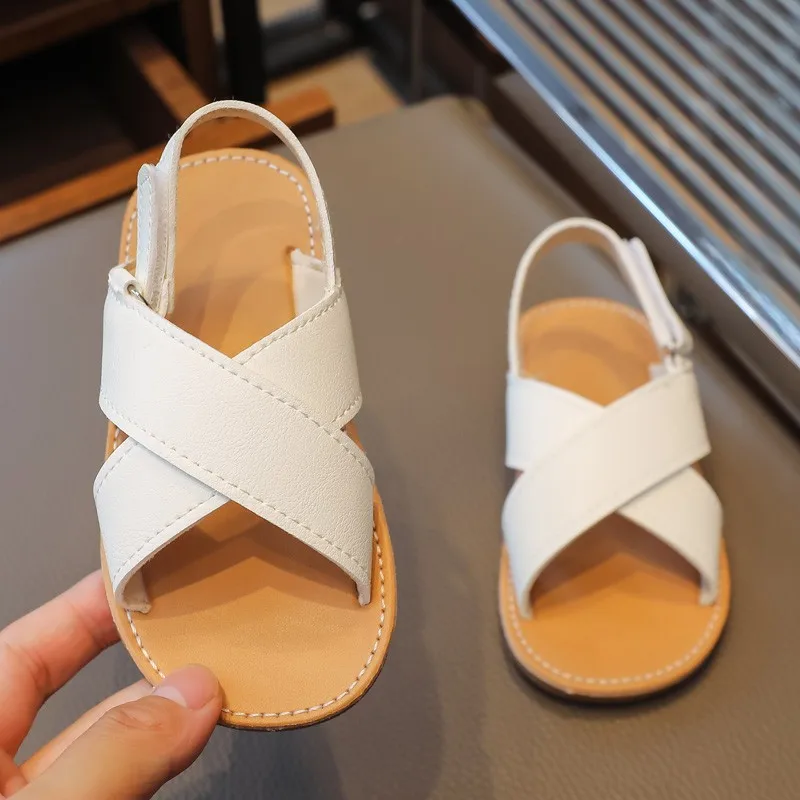 Child Casual Sandals2026new Retro Child Soft Soled Shoes Simple Girls' Anti Slip Beach Sandals Children's Versatile Sandals