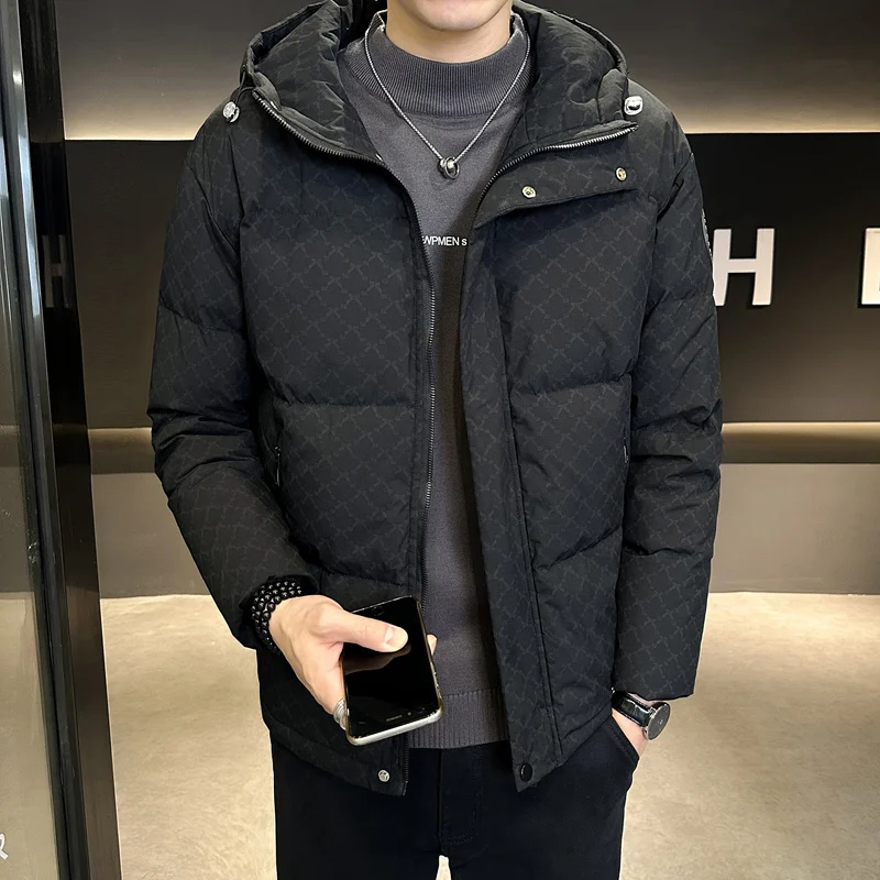 Doudoune d'hiver à capuche pour hommes, chaude et épaisse, rembourrée en coton, manteau à la mode et polyvalent, résistant au froid