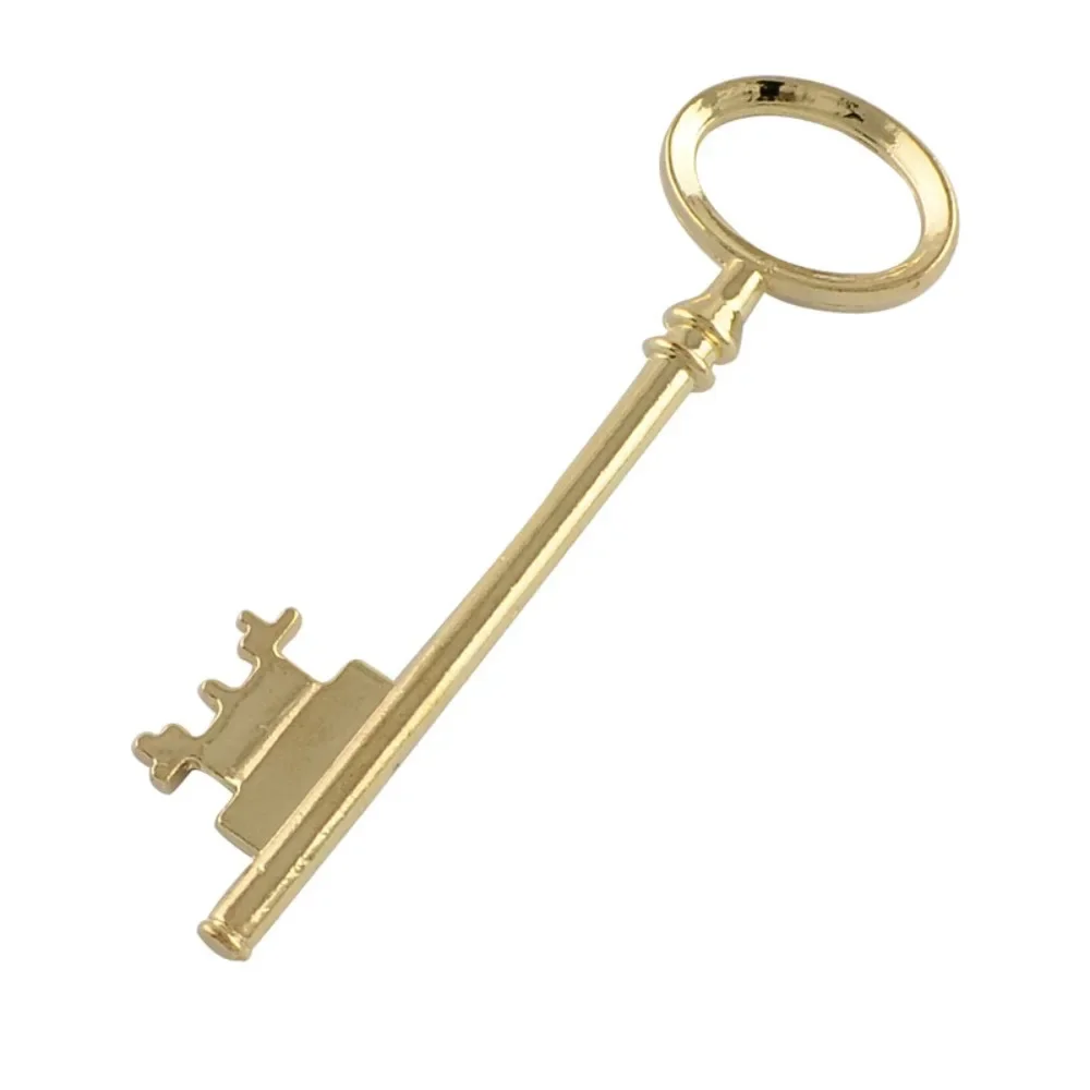 5pc Style Alloy Key Large Pendants Lead Free Cadmium Free Golden 80x23x3mm Hole: 12x18mm for Handmade Gift