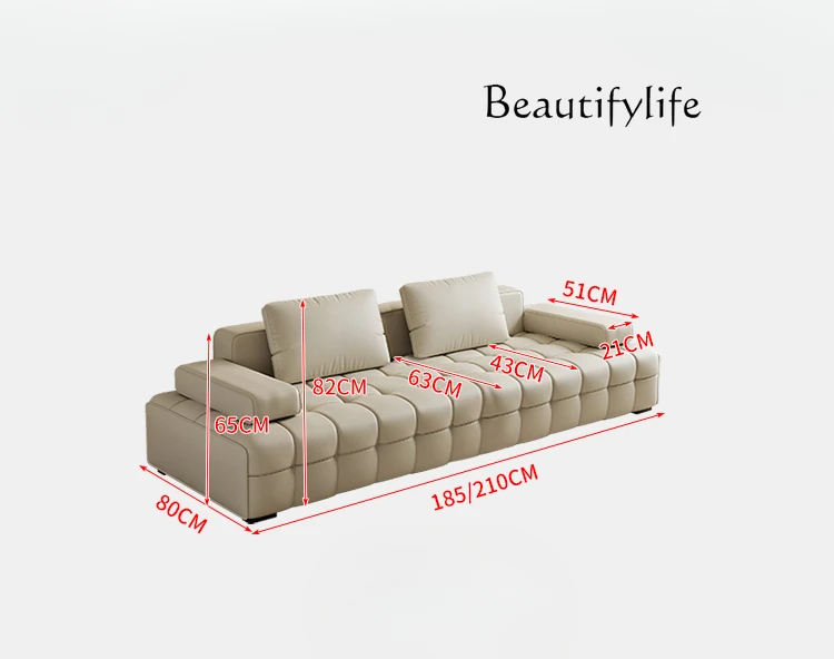 Italian minimalist cat claw leather art modern living room straight row small apartment sofa