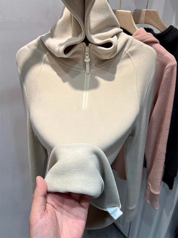

Двусторонняя флисовая толстовка с капюшоном на молнии, с длинными рукавами, женская, теплая, осенне-зимняя, новая, в корейском стиле, многослойная