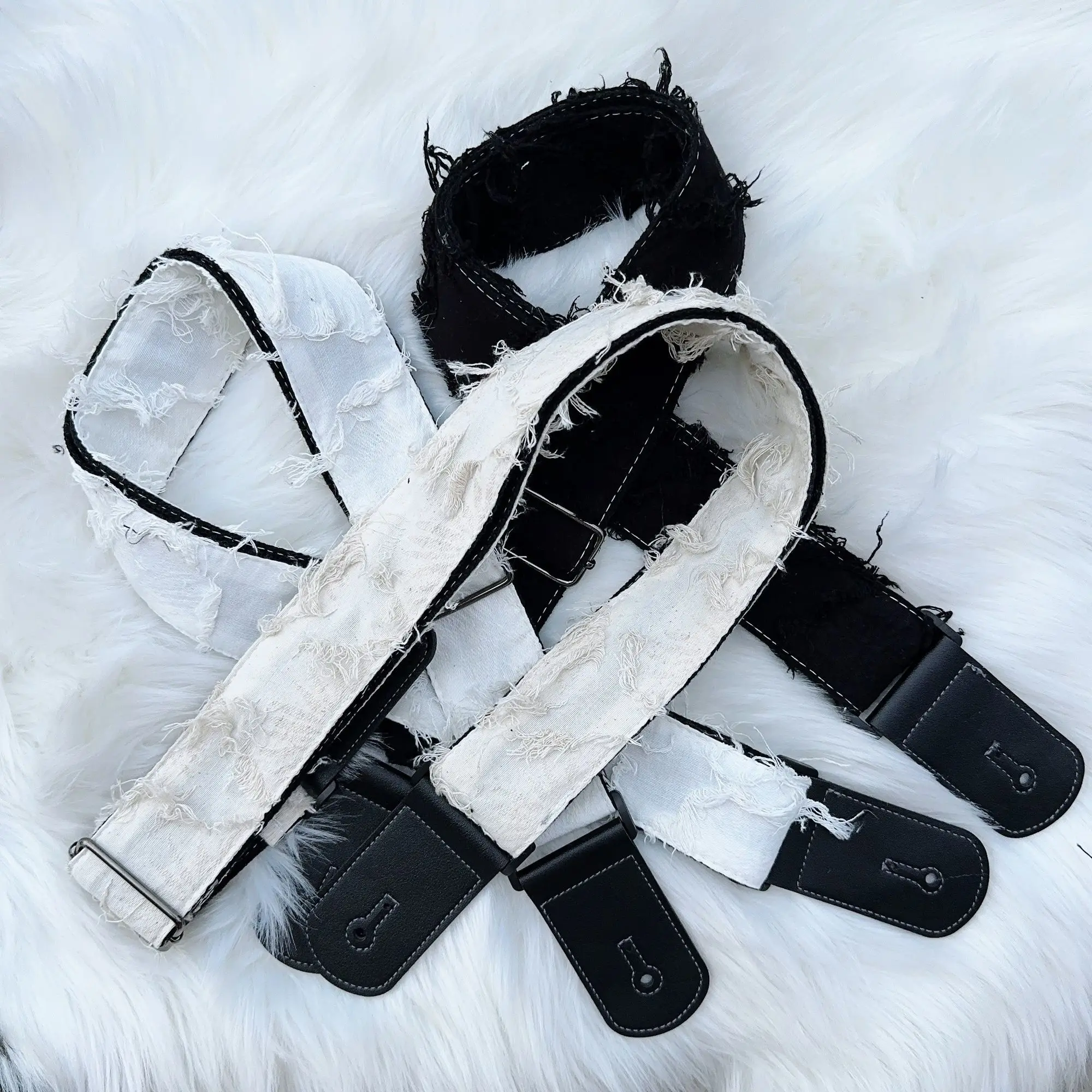 Limited Edition Folk Style  Guitar Bass Frayed Tassel Strap Patchwork Design Customizable Guitar Shoulder Strap