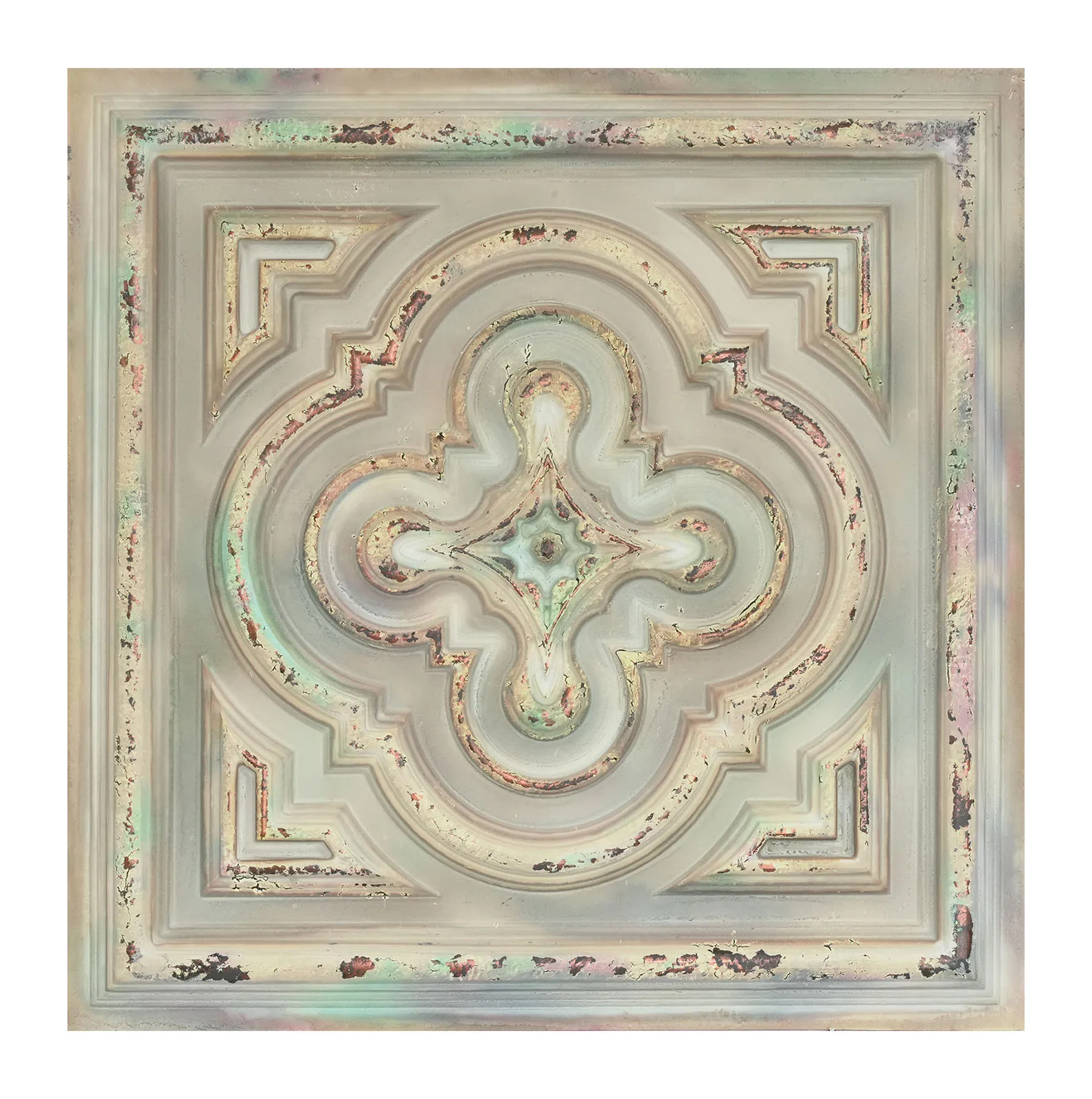 Vintage ceiling tiles，Interior decorative panel，for Flower Boutique PL36 Distress crack multicolor white 10tiles/lot