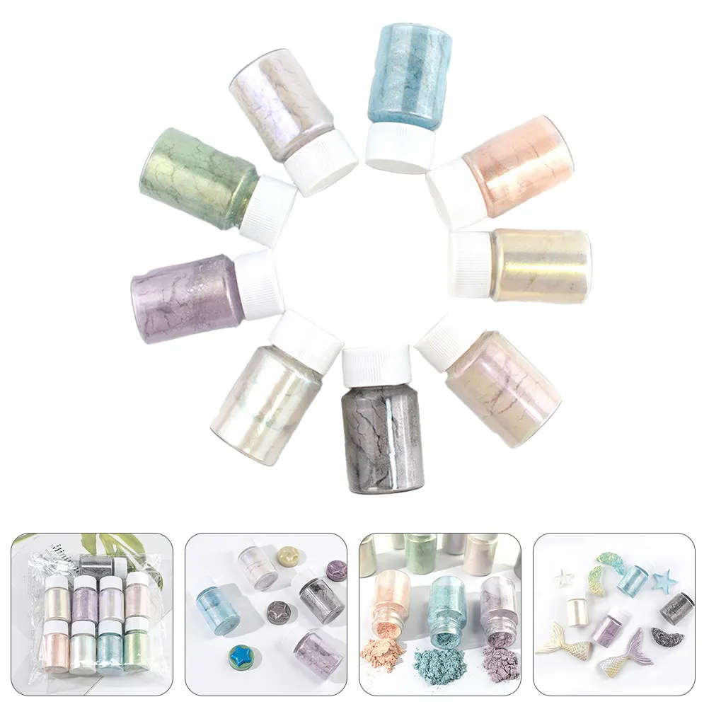 9Pcs Exquisite Mica Pigment Powder Set Grade Safe for Bath Bombs Soap Making Nail Art Resin DIY Crafts