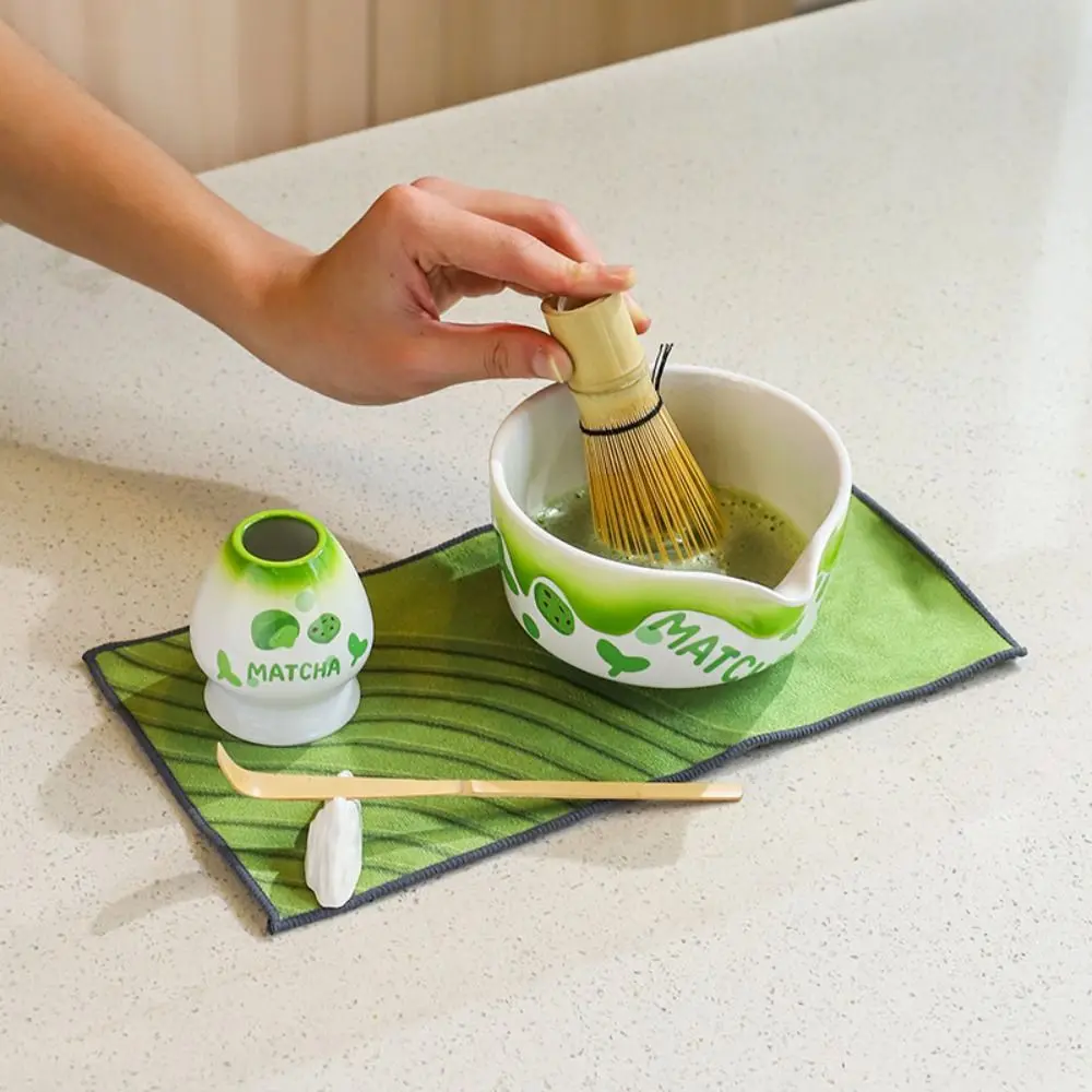 

4PCS Traditional Bamboo Ceramic Japanese Matcha Tea Set Reusable Safe Matcha Stirring Brush Food Grade Matcha Whisk
