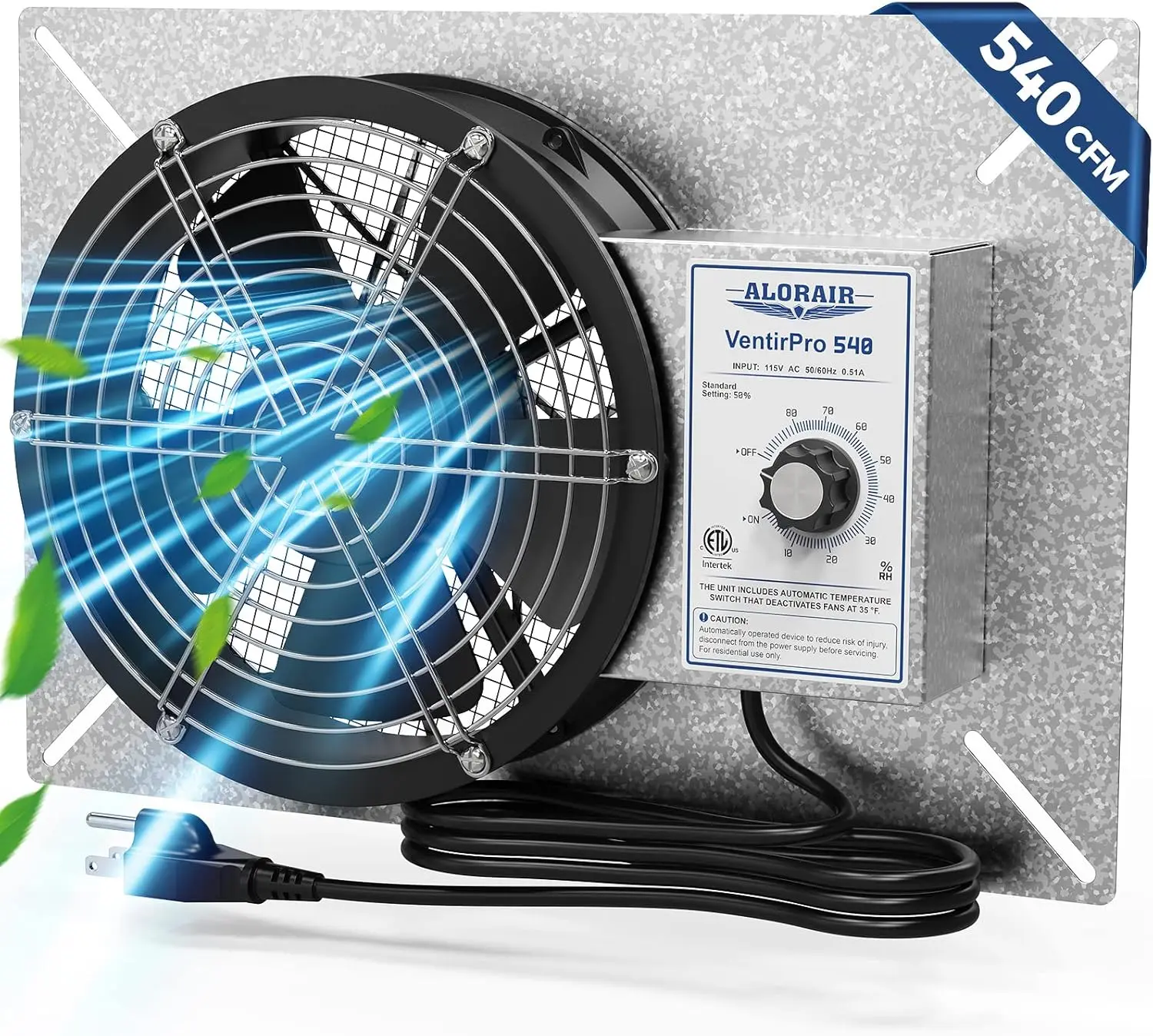 Grade Crawlspace Ventilation Fans with Humidistat & Thermostat, 8.7 inches Basement Vent Fans with Isolation Mesh, Ventilator Fa