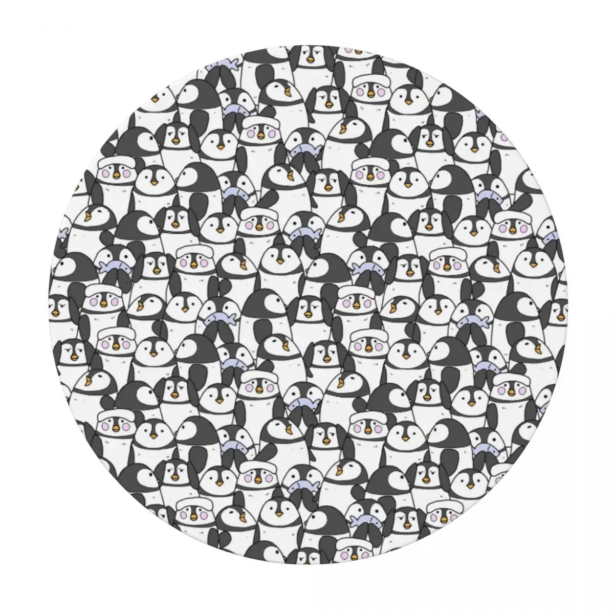 Hand Drawn Penguin Set Waterproof Round Tablecloth Oilproof Table Cloth for Kitchen Events Dining Table Cover