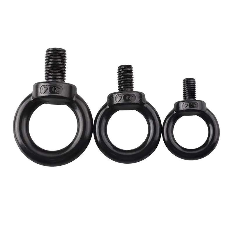 Black 304 Stainless Steel M3 M4 M5 Dacromet Coating Lifting Eyebolt 10 15 20 25 30 40 50mm Length Eye Bolt Eyebolts Ring Nuts