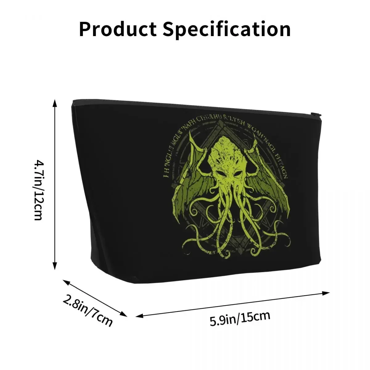 Cthulhu - Lovecraft - Distressed Chant Design V2 Makeup Bag Zipper Bag Cosmetic Case Cosmetics Organizer For Women Female Gift
