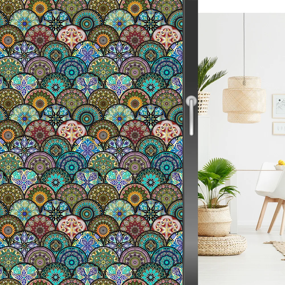 Static Cling Window Privacy Film Mandragora Window Film Stickers Non Adhesive Glass Stickers Sun UV Blocking Heat