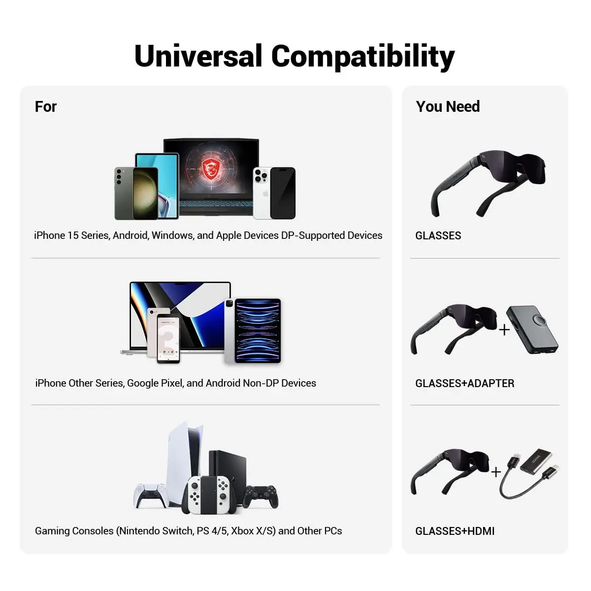 نظارات RayNeo Air 2 AR - نظارات ذكية مع شاشة Micro OLED مقاس 201 بوصة، فائقة السرعة 120 هرتز، سطوع 600 شمعة في المتر المربع، نظارات XR 1080P،