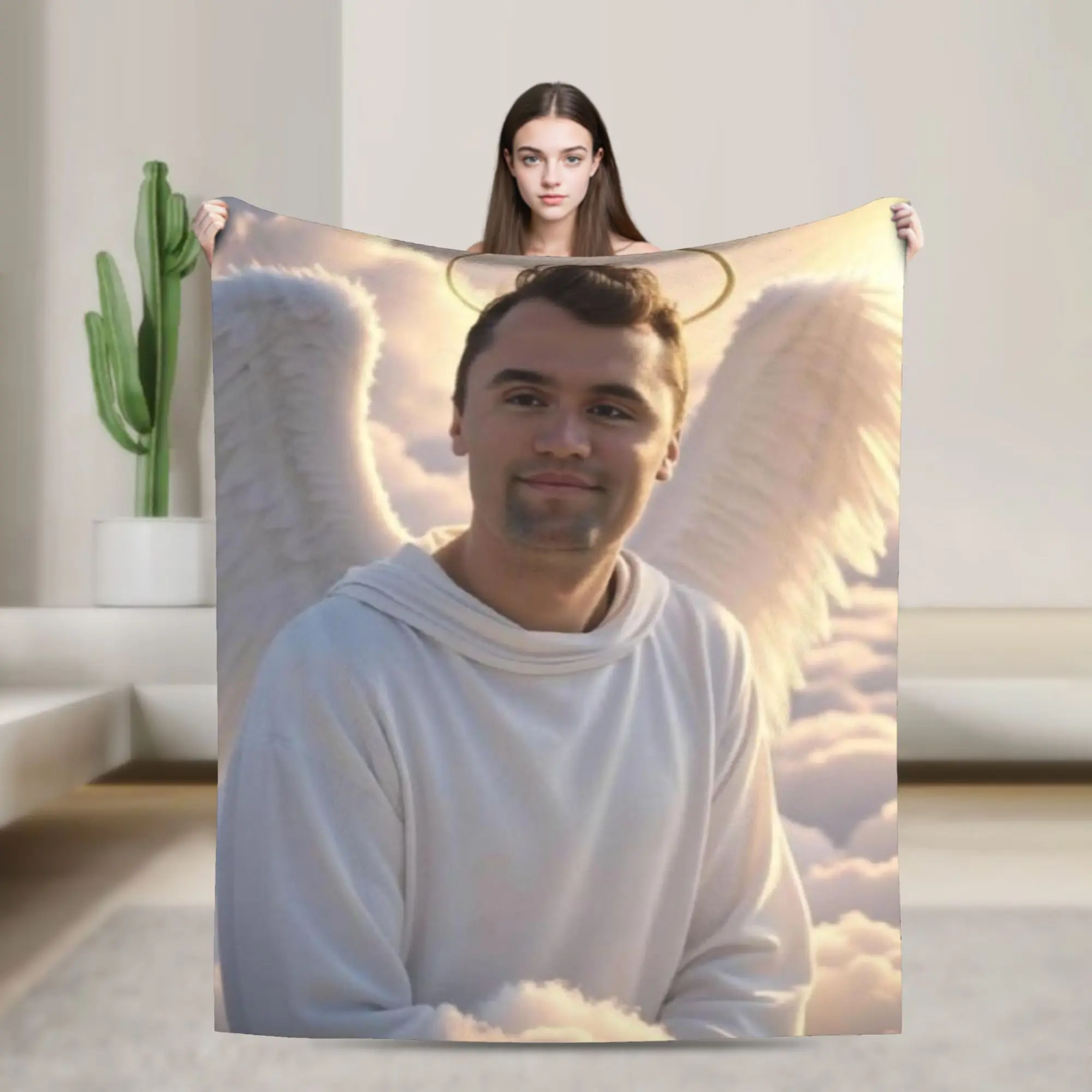 Charlie Kirk Angelic Advocate Blankets  Plush Throw Blanket Summer Air Conditioning Personalised Ultra-Soft Warm Bedsprea,
