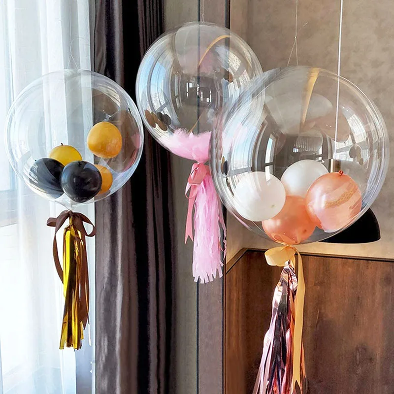 10pcs Transparent Bobo Balloon 10/12/18/20/24inch Wedding Clear Bobo Bubble Balloons Happy Birthday Party Baby Shower Decoration