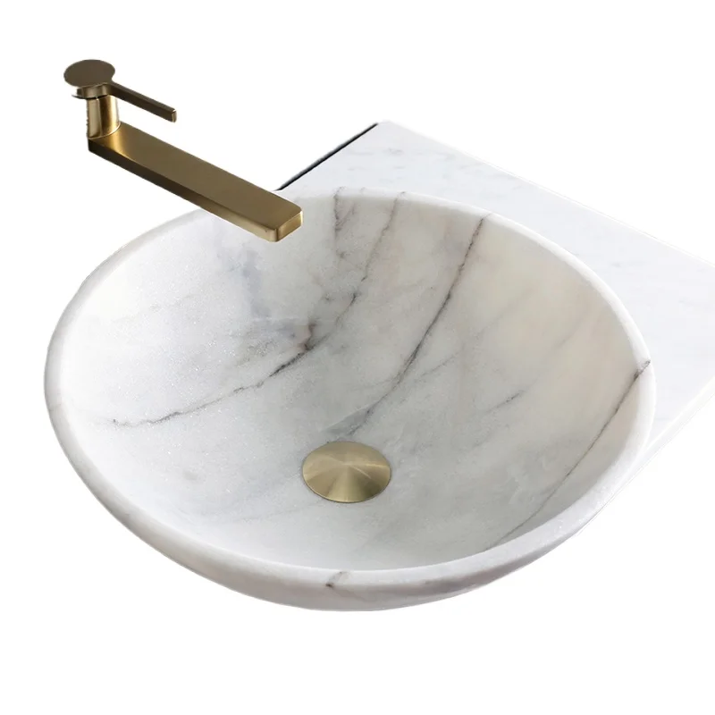 

Natural marble countertop basin, Nordic stone wash basin household light luxury simple bathroom