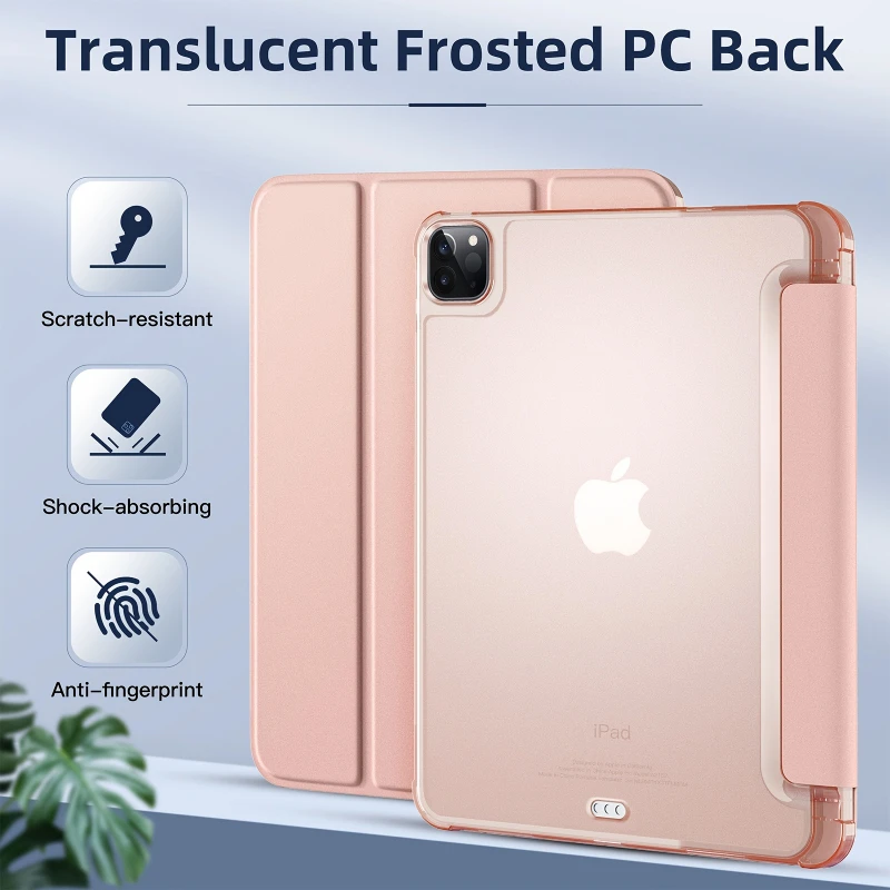 Trị Gấp Mềm Mại Ốp Lưng TPU Vỏ Bảo Vệ Cho IPad Pro 11 Inch 1st 2nd 3rd 4th Thế Hệ Máy Tính Bảng ốp Lưng Với Bút Chì