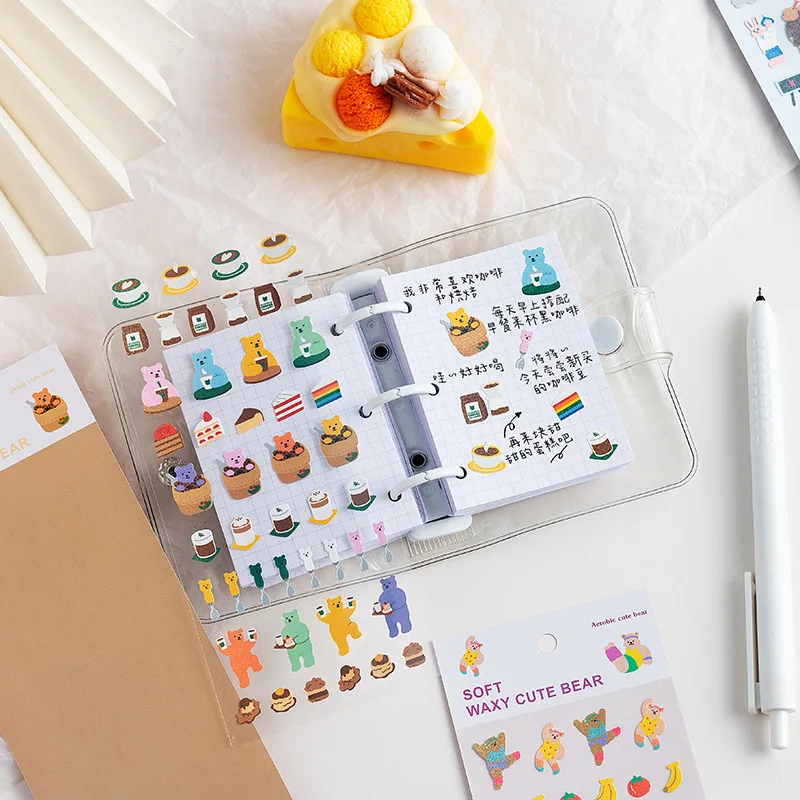 Soft and cute bear series Cute Animals Cartoon Dream Life Stickers waterproof for DIY Projects Diary Scrapbook Decoration