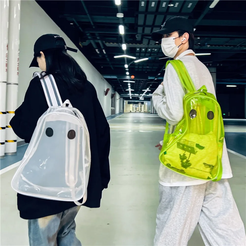

New PVC Transparent Backpack Unisex Backpack Ghost Clear Bag Large Capacity Storage Bag Halloween