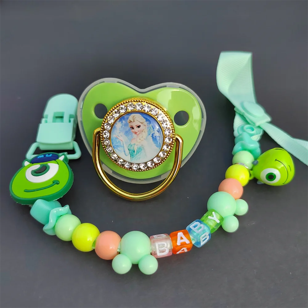 Attrape-sucette en Silicone doré et vert, Anti-chute, pince à mâcher Mickey Mouse, décompression, jouet à mâcher pour bébé