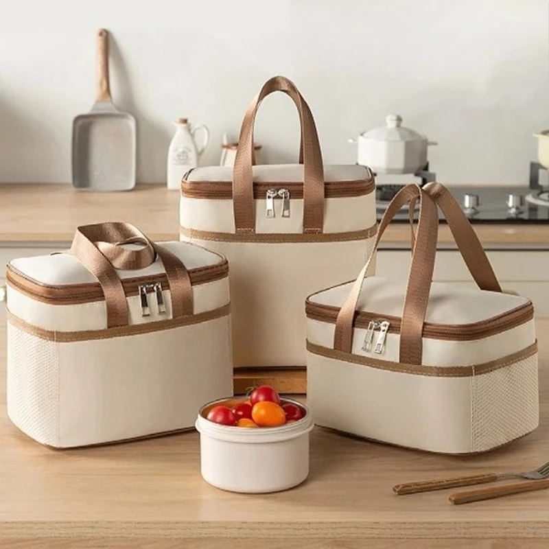 

Portable Lunch Bag Food Insulated Box Waterproof Shoulder Strap Insulated Box, Hand-held Lunch Box Bags Fresh Aluminum Inner Bag