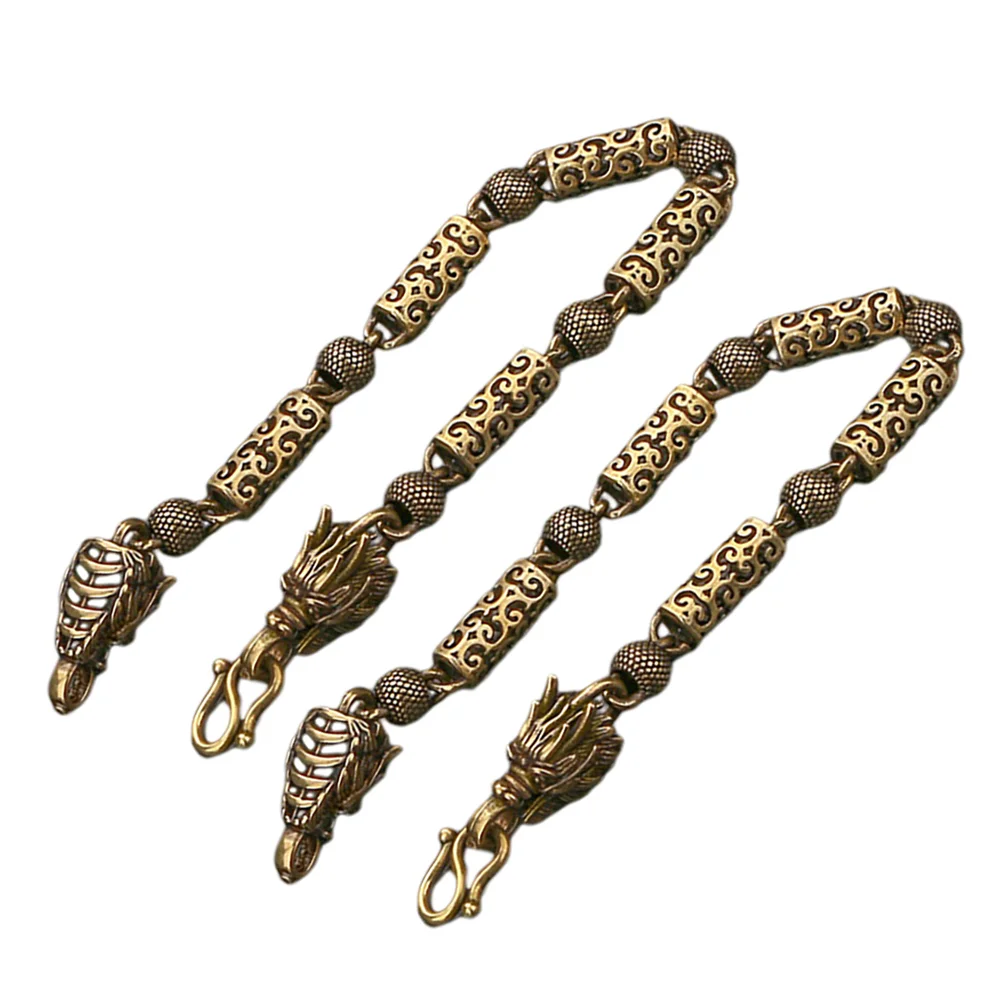 

2 Pcs Jewelry Pure Copper Faucet Bracelet Dragon Gemstone 3D Bead Stretch Charm Decorative Claw Travel