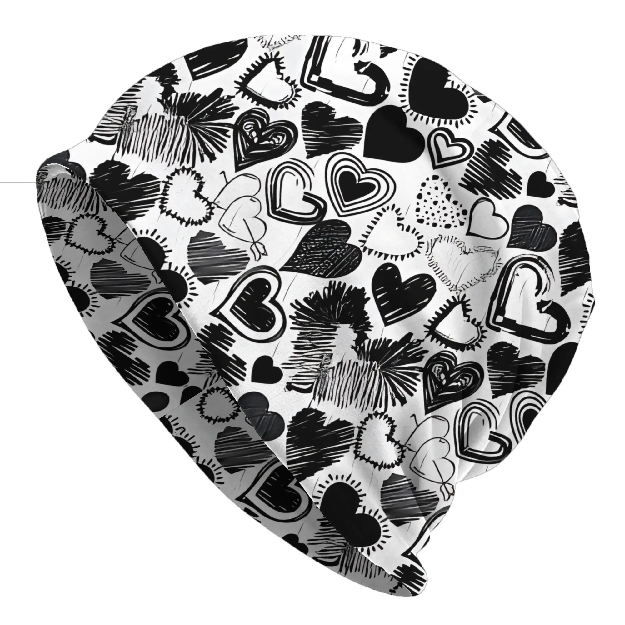 Emo Hand Drawn Hearts Thin Hat Bonnet Hats Autumn Styles  Skullies Beanies Caps Men Women's Hip Hop Ski Cap