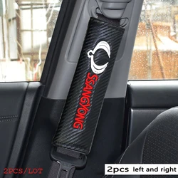 Carbon Fiber Leather Car Safety Belt Shoulder Cover Breathable Protection Cushion For Ssangyong Rexton Kyron Korando actyon car