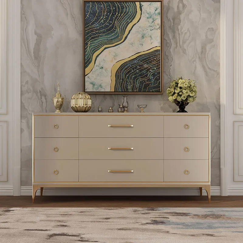 

American light luxury chest of drawers simple modern bedroom TV cabinet living room solid wood sideboard entrance