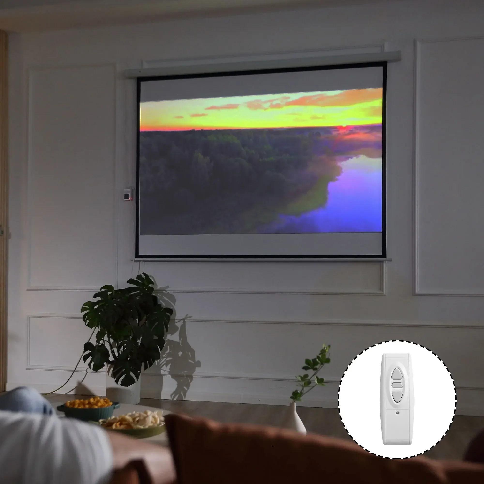 100-Inch electric projection screen, roll up projector screen, white 203x152cm