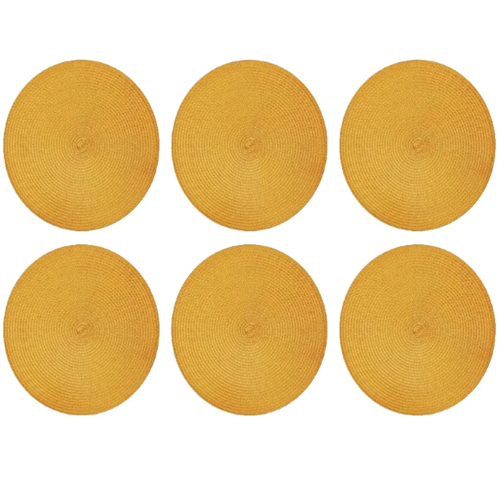 

6PCS Round Placemats for Dining Table Coaster Heat-Resistant Placemats Stain Resistant Anti-Skid Washable Woven Tableware Mat