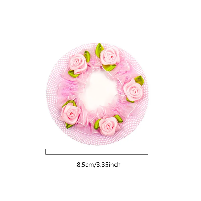 Flower Mesh Lace Girl Bun Hair Nets Drawstring Elastic Hair Band Hair Net Cover Hair Accessories Ballet Dance Scrunchie Headwear