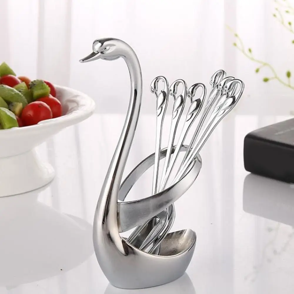 

Держатель для столовых приборов в форме лебедя из цинкового сплава, декоративный, антикоррозийный, изящный органайзер для десертов, фруктов и столовых приборов