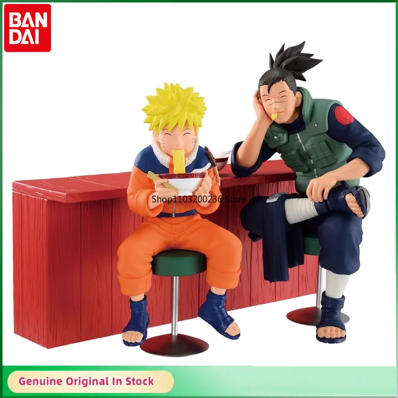 

BANDAI Original NARUTO Uzumaki Naruto Umino Iruka The Joy of Lamian Noodles Action Figure Desktop Ornaments Model Boy Gift