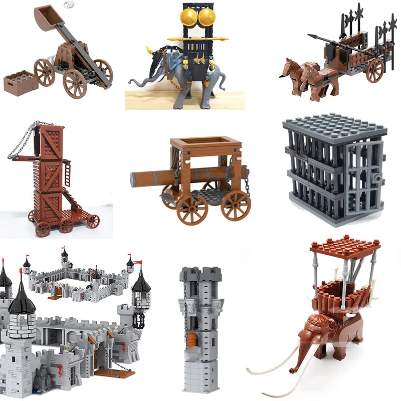 Medieval Military Castle Watchtower Building Blocks War Horse Soldier Weapons MOC Bricks Accessory Toys For Kids Chrismas Gifts