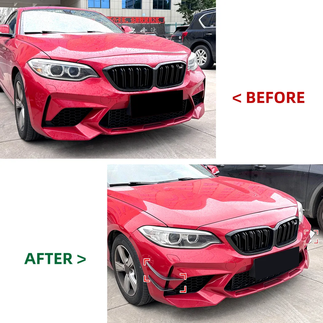 4Pcs For BMW 2 Series M2 F87 2016-2021 Front Bumper Side Air Vent Car Decoration Stickers Auto Fog Light Intake Frame Cover Kit