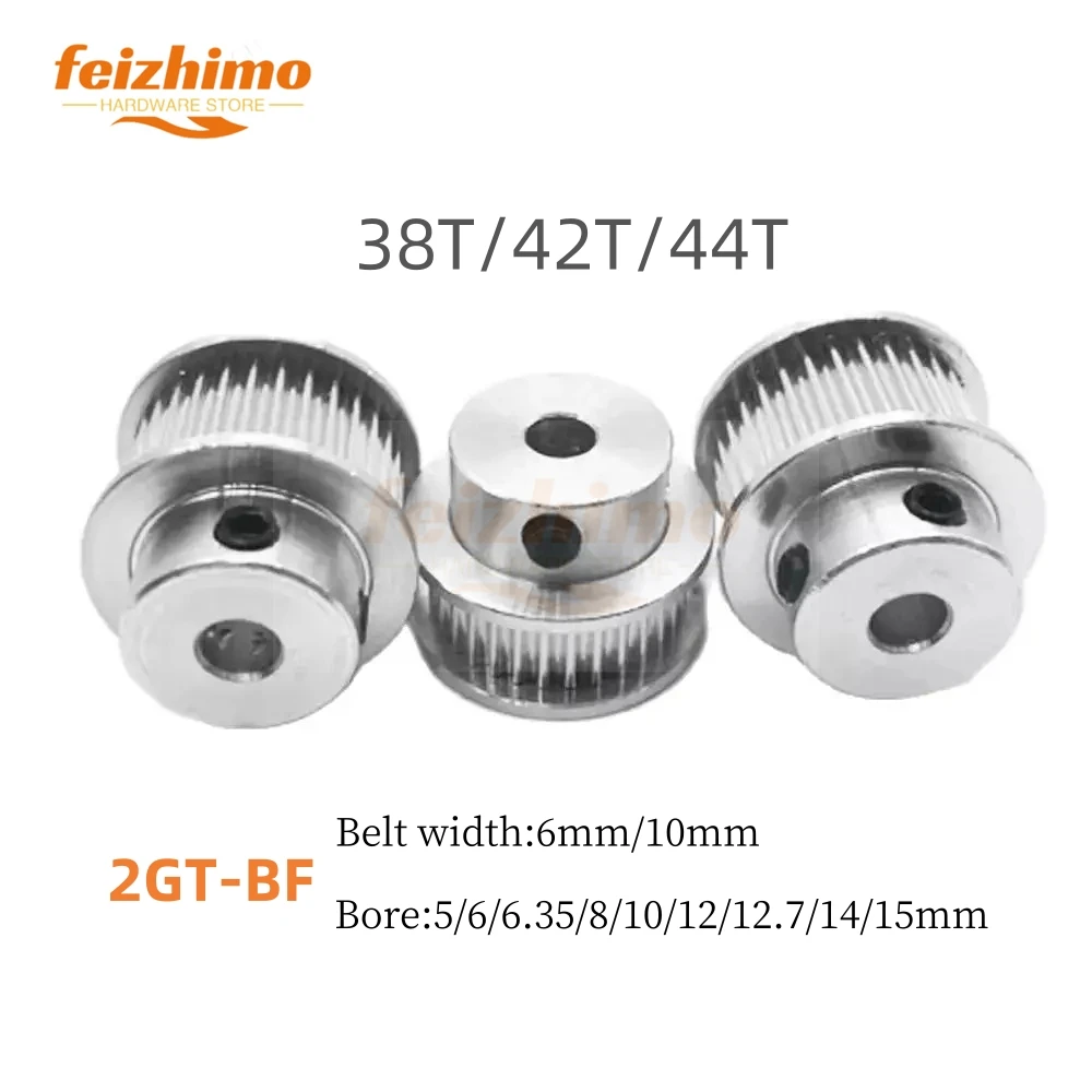 3D Printer Parts GT2 Timing Pulley 2GT 38T/42T/44T Tooth Teeth Bore 4/5/6/6.35/8/10-15mm Synchronous Wheels Width 6mm/10mm Belt