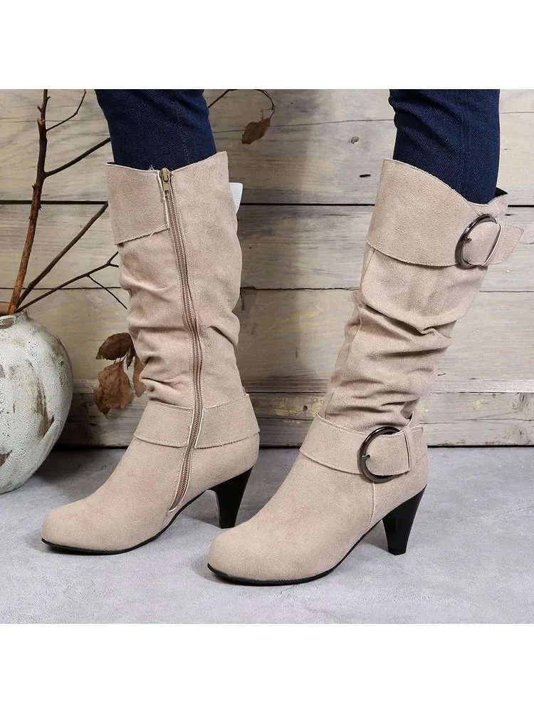 Bottes à glissière au genou pour femmes, chaussures modernes pour femmes, haute qualité, Parker pointu, solide, style anglais, mode décontractée, grande taille 43, nouveau