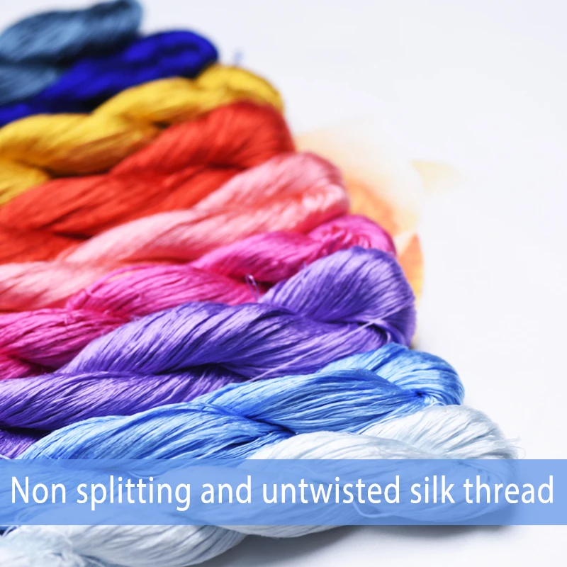 Non splitting and untwisted mulberry silk thread, specially designed for hand made velvet flowers